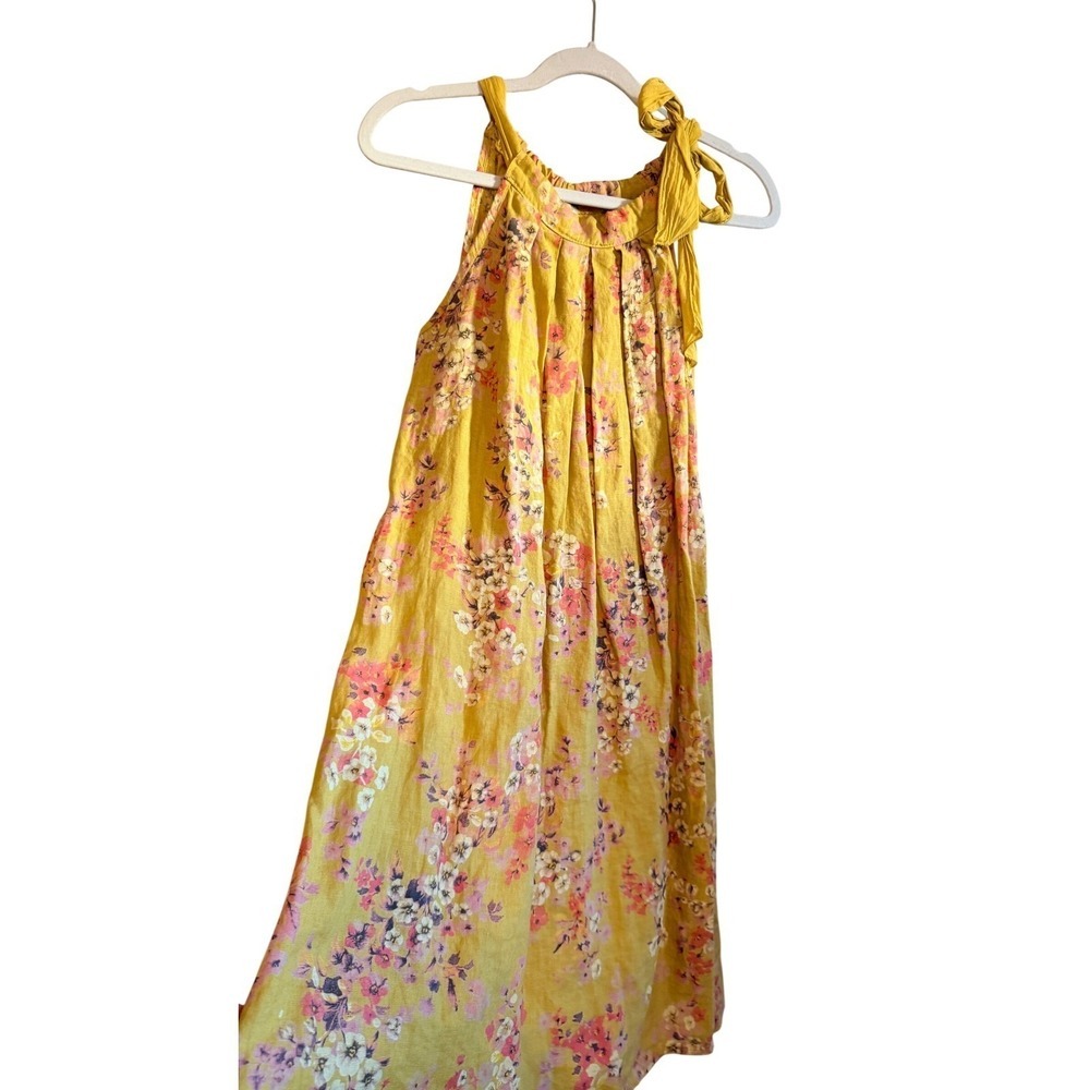 Bellambra Made in Italy 100% Linen Floral Halter Dress Yellow Pink Small - Picture 9 of 10